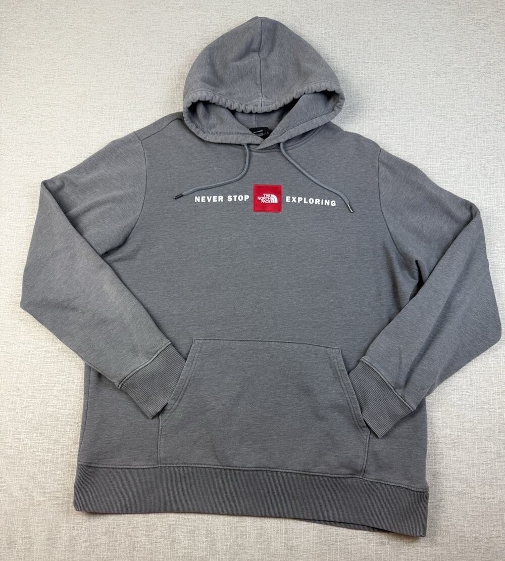 The North Face Hoodie Men’s XL Gray Never Stop Exploring Box Logo Pullover